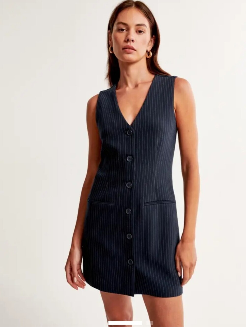 Abercrombie & Fitch Navy Pinstripe Button Front Dress Vest